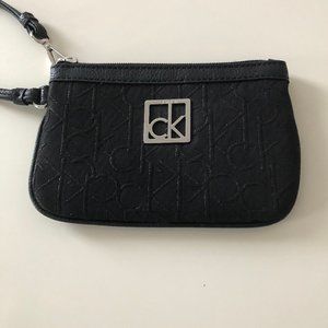 Calvin Klein Leather/Cloth Monagrammed Wristlet